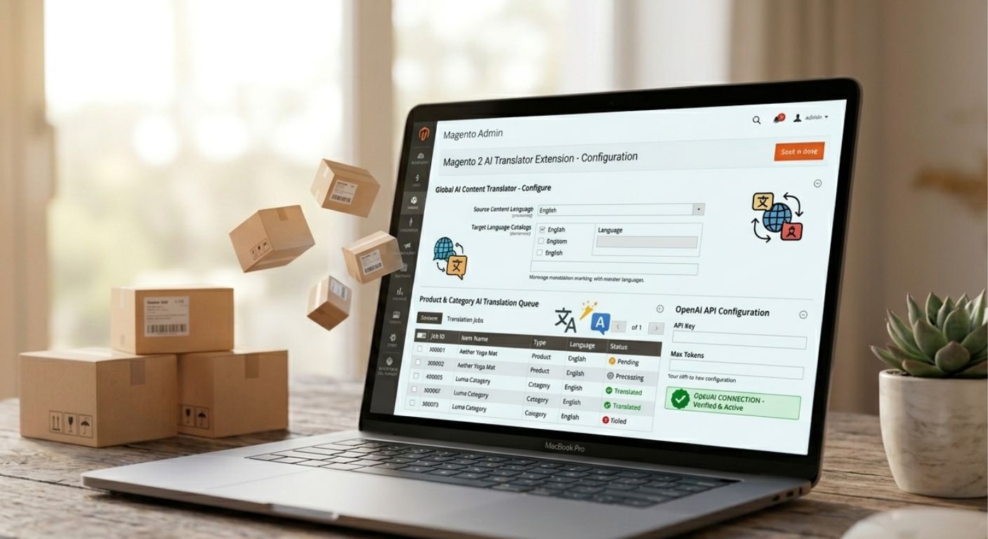 Magento 2 AI Translator Extension dashboard