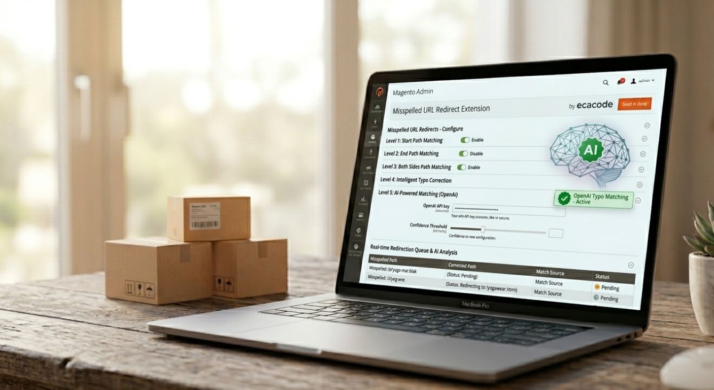 Misspelled URL Redirect Extension Magento dashboard